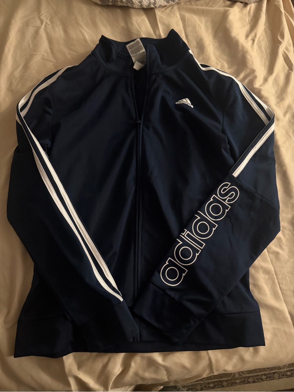 adidas Navy Blue Kids Track Jacket with White Stripes